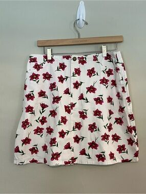 Vintage Elements Floral White Denim Skirt